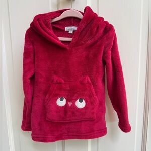 Quiltex 2T Girls Wine Red Plush Hoodie Sweatshirt wit Animal Face